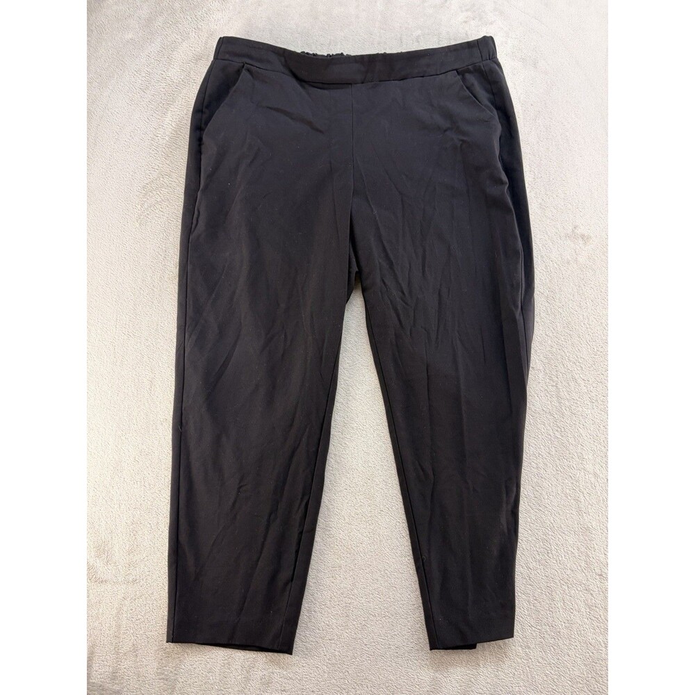 Nine West Crop Pants Women's XL Pull-On Skinny High Rise Solid Black